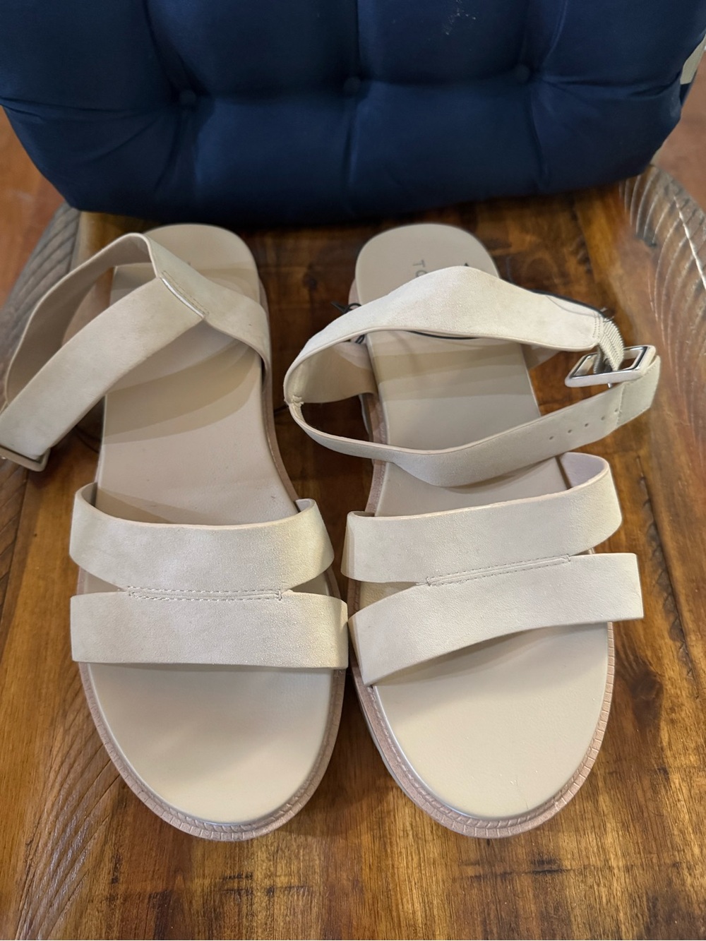 Women's Soft-Strap Ankle-Buckle Sandals in Cream